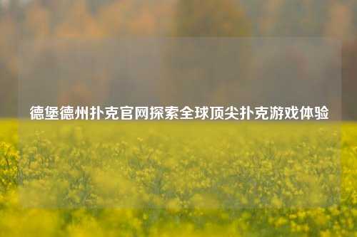 德堡德州扑克官网探索全球顶尖扑克游戏体验
