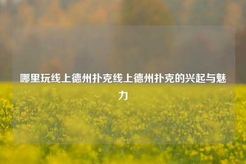 哪里玩线上德州扑克线上德州扑克的兴起与魅力