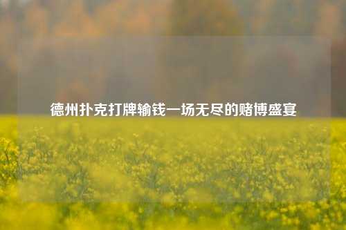 德州扑克打牌输钱一场无尽的赌博盛宴