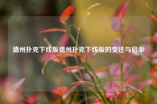 德州扑克下线版德州扑克下线版的变迁与启示