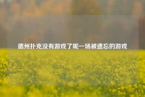 德州扑克没有游戏了呢一场被遗忘的游戏