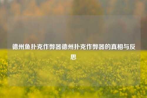 德州鱼扑克作弊器德州扑克作弊器的真相与反思