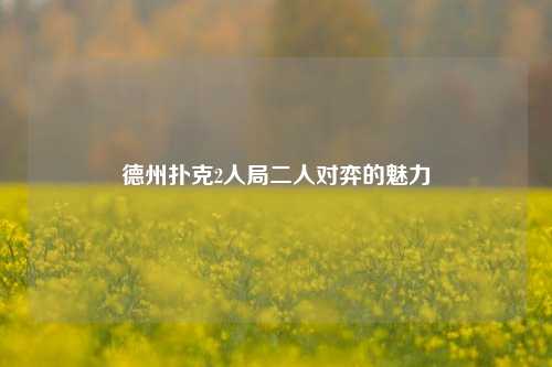德州扑克2人局二人对弈的魅力