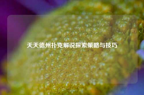 天天德州扑克解说探索策略与技巧