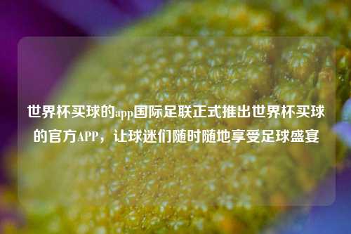 世界杯买球的app国际足联正式推出世界杯买球的官方APP，让球迷们随时随地享受足球盛宴