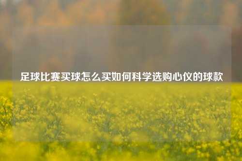 足球比赛买球怎么买如何科学选购心仪的球款