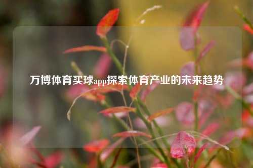 万博体育买球app探索体育产业的未来趋势