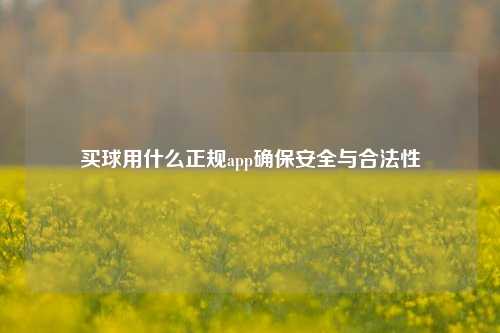 买球用什么正规app确保安全与合法性