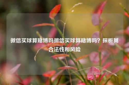 微信买球算赌博吗微信买球算赌博吗？探析其合法性和风险