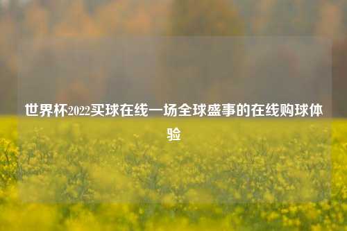 世界杯2022买球在线一场全球盛事的在线购球体验