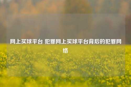 网上买球平台 犯罪网上买球平台背后的犯罪网络