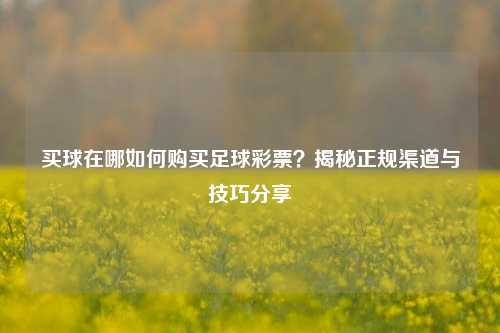 买球在哪如何购买足球彩票？揭秘正规渠道与技巧分享