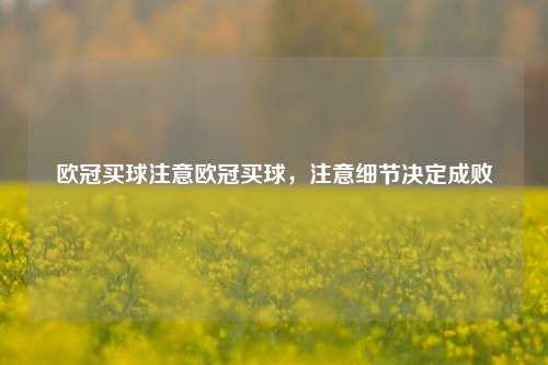 欧冠买球注意欧冠买球，注意细节决定成败