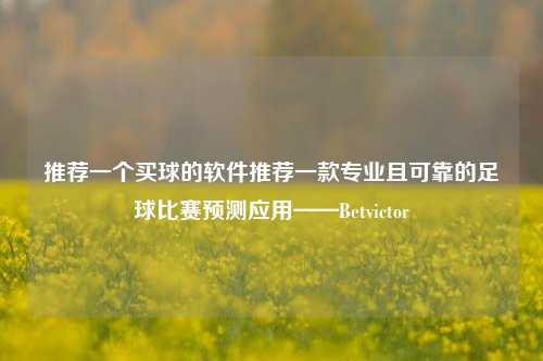 推荐一个买球的软件推荐一款专业且可靠的足球比赛预测应用——Betvictor
