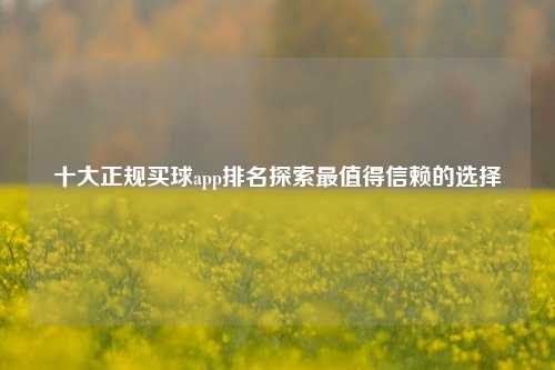 十大正规买球app排名探索最值得信赖的选择