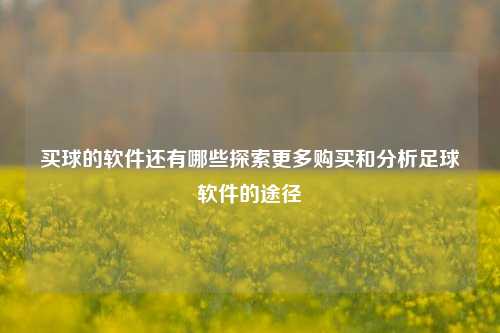 买球的软件还有哪些探索更多购买和分析足球软件的途径