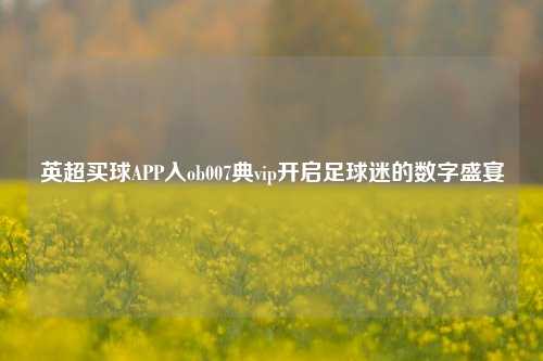 英超买球APP入ob007典vip开启足球迷的数字盛宴