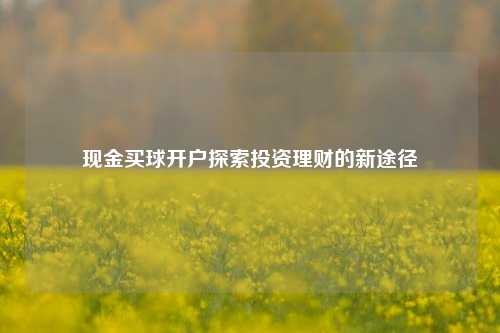 现金买球开户探索投资理财的新途径